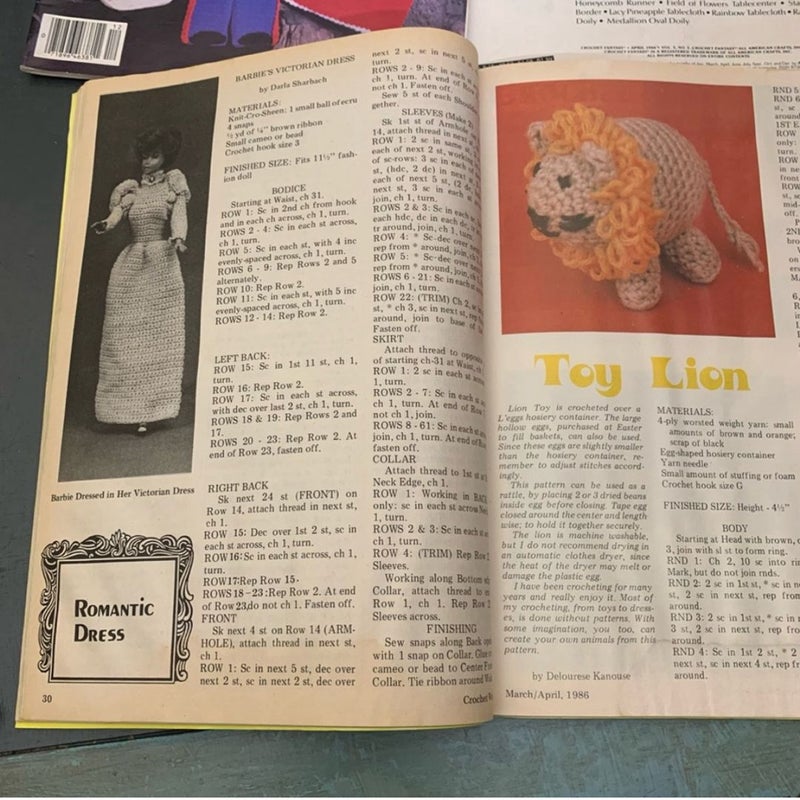 9 Crochet World Magazines from 1986