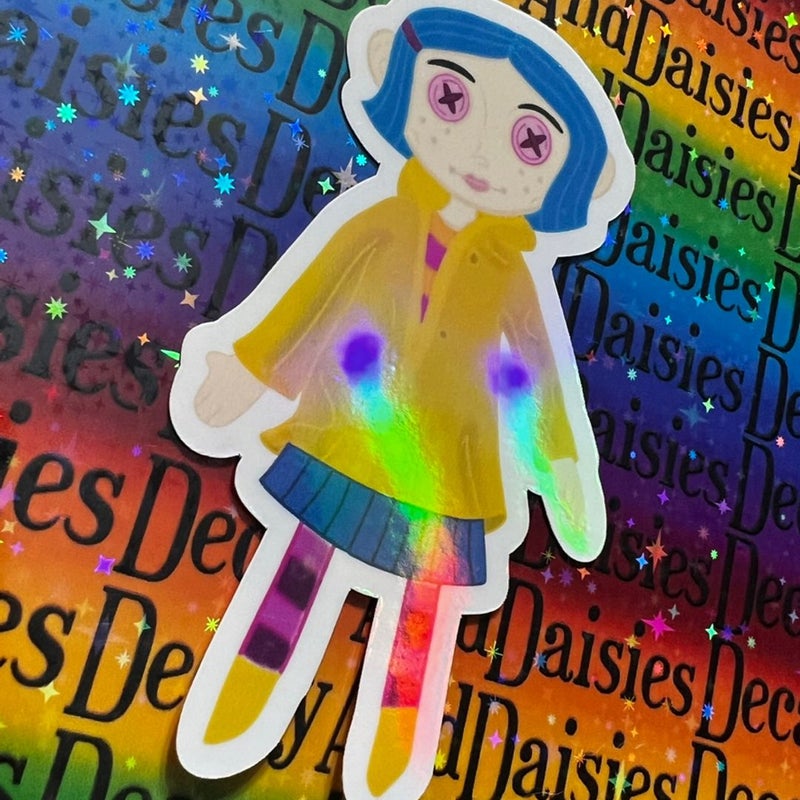 LF & TB Inspired Coraline Doll Iridescent Sticker