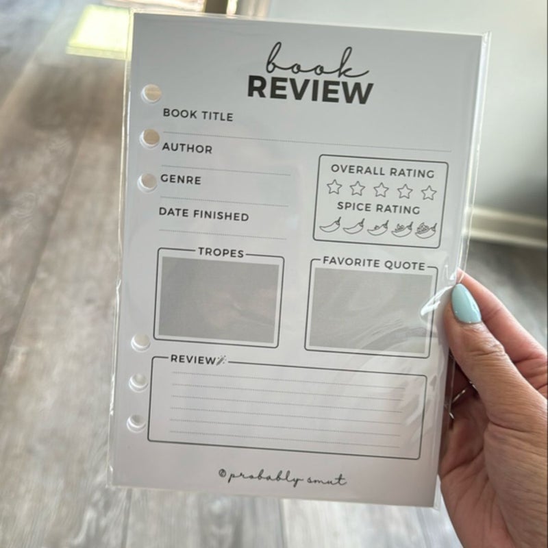 Book review pages sheets