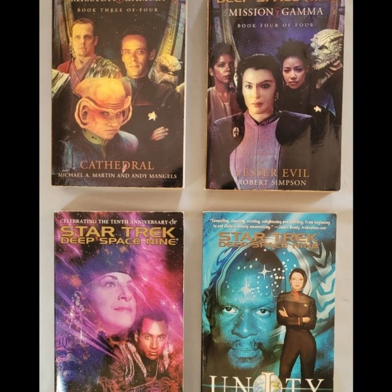 Book Lot of 4 Star Trek Deep Space Nine Novels Mission Gama Rising Sun Unity