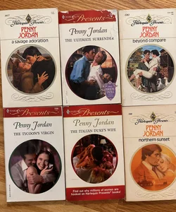 6 Penny Jordan paperback books - The Tycoon's Virgin plus 5 more 