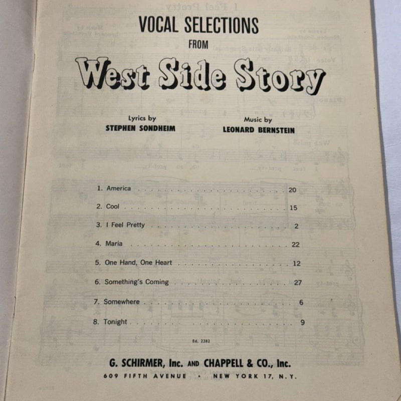 Vocal Selections from West Sife Story G. Schirmer A-1217