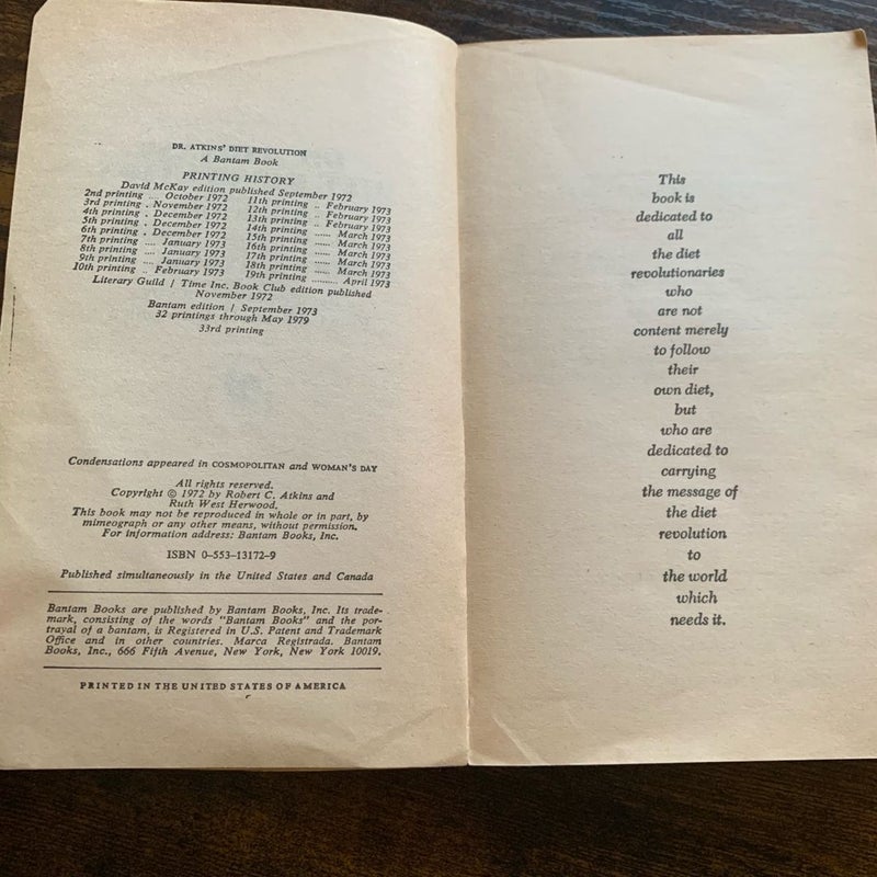 Dr. Atkins' Diet Revolution - Mass Market Paperwork 