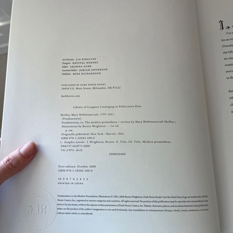 Frankenstein, or The Modern Prometheus (2008, 2nd Printing)