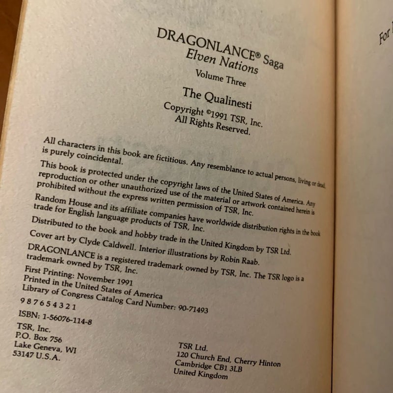 Vintage 1991 First Edition DragonLance: Complete Elven Nations & Dwarven Nations Trilogy Set: Firstborn, The Kinslayer Wars, The Qualinesti, The Covenant of the Forge, Hammer and Axe, The Swordsheath Scroll