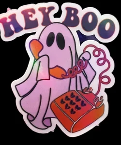 Hey Boo Pastel Ghostie on a call sticker