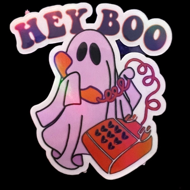 Hey Boo Pastel Ghostie on a call sticker