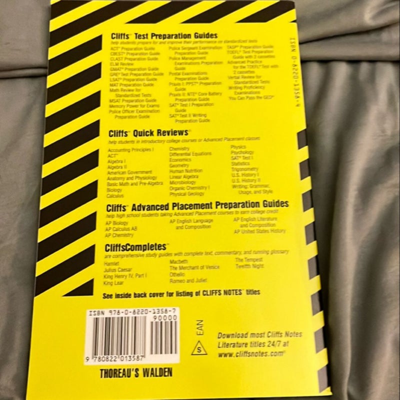 CliffsNotes on Thoreau's Walden
