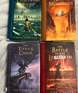 Percy jackson and the olympians hardcover books 1-4 first edition out of print cover art