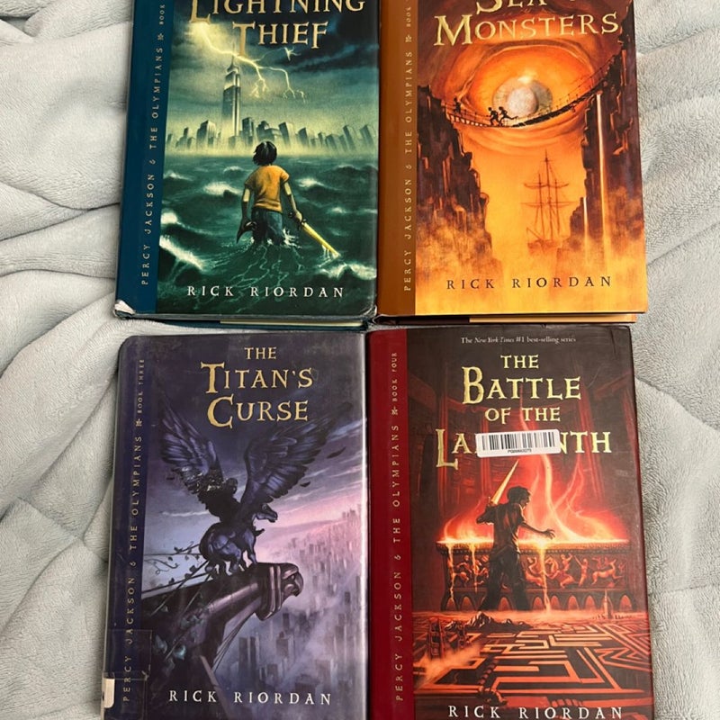 Percy jackson and the olympians hardcover books 1-4 first edition out of print cover art