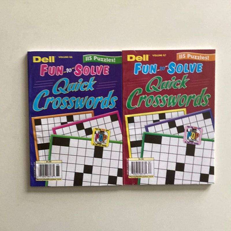 Lot of 2 Dell Fun to Solve Quick Crossword Puzzle Books