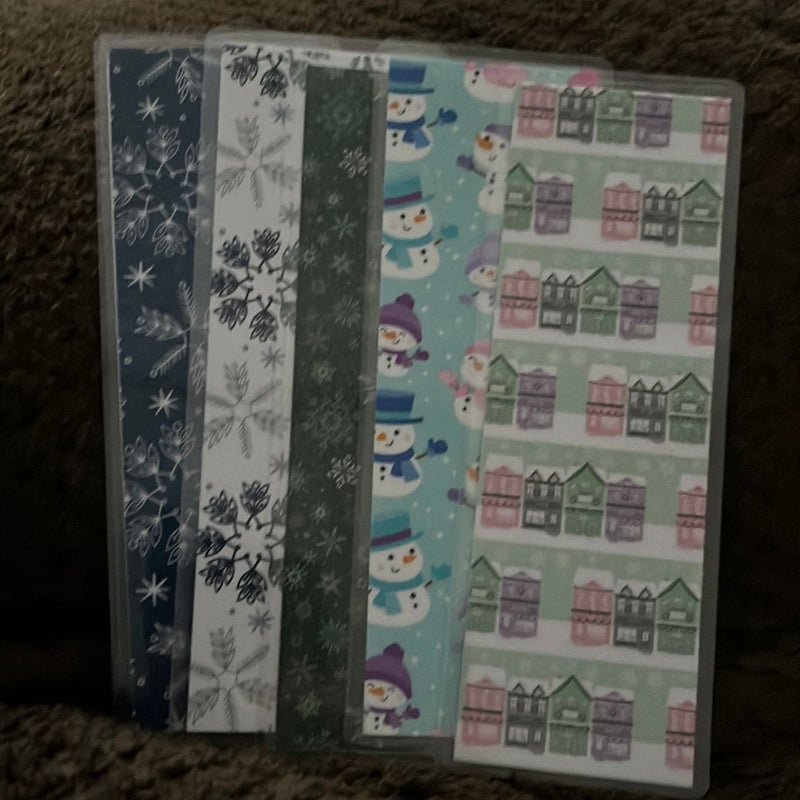 New 5 double sided laminated bookmark winter snowman snow