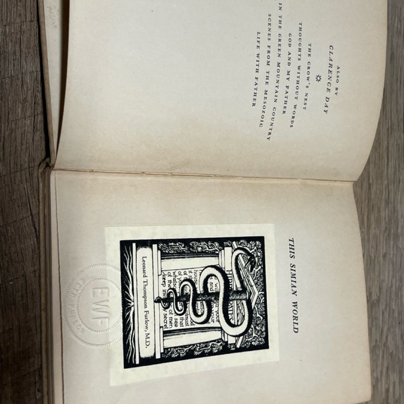 Clarence Day THIS SIMIAN WORLD 1936  11th Printing