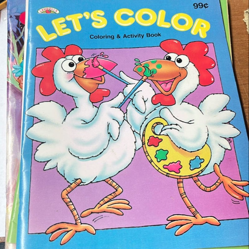 Package of 6 Vintage Coloring and Activity Books  