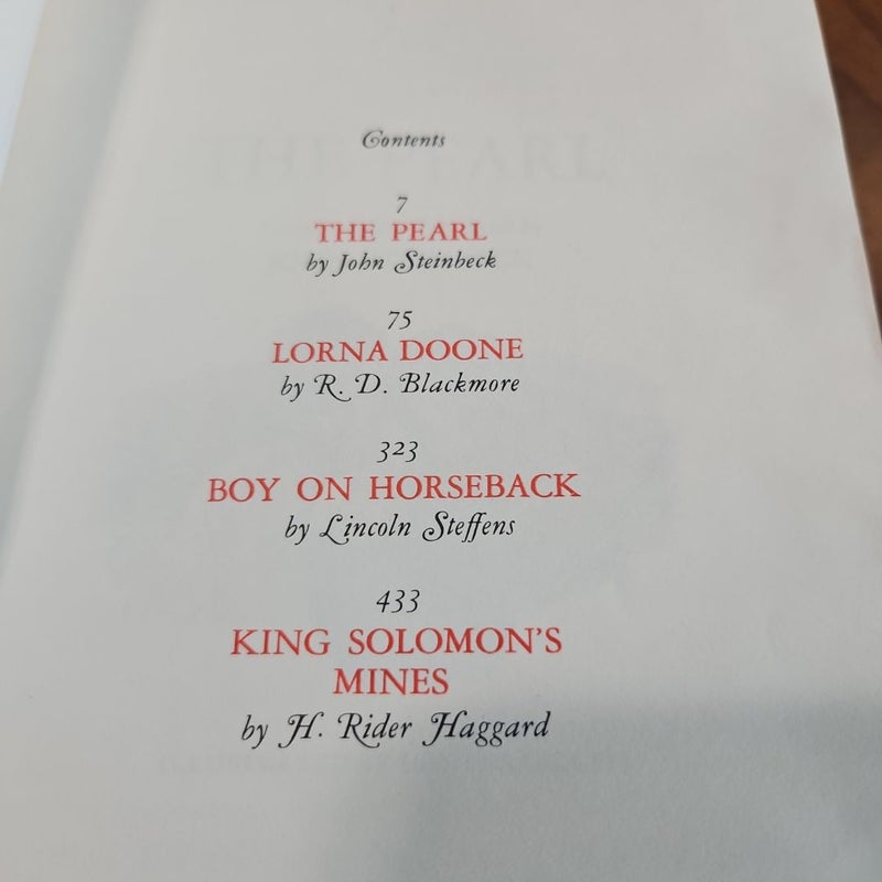 The Pearl; Lorna Doone; Boy on Horseback; King Solomon's Mines