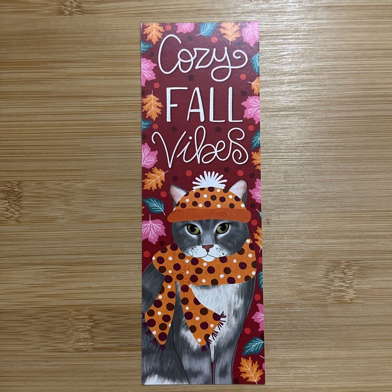 Emily Cromwell Fall Bookmark with Cat