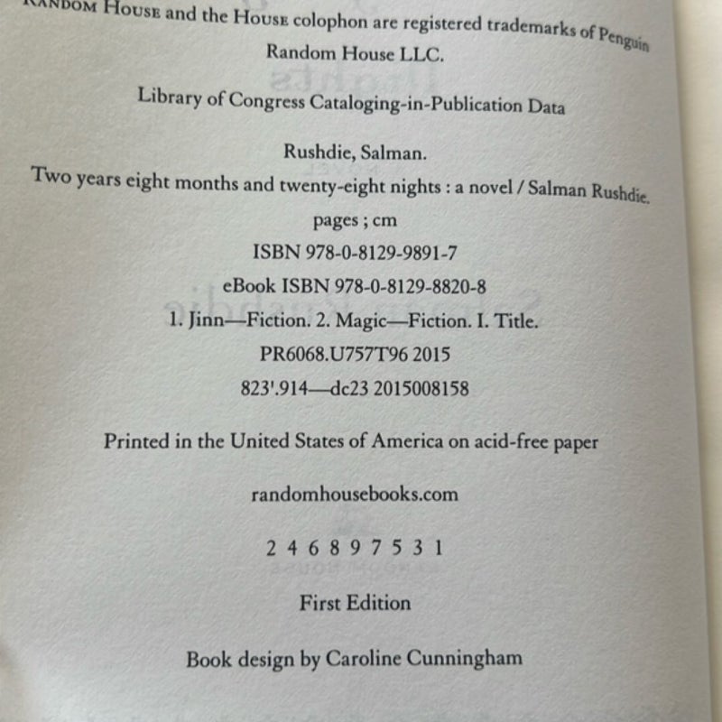 Two Years Eight Months and Twenty-Eight Nights (Signed First Edition)