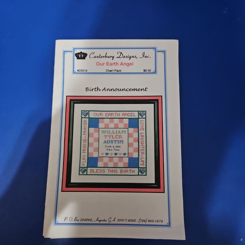 Our Earth Angel Cross-Stitch Baby Announcement