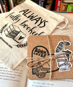 Book Lover Cork Coasters Gift Set of 4 