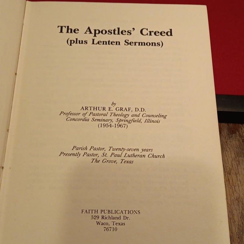 The Apostles Creed plus Lenten Sermons 1978 signed edition