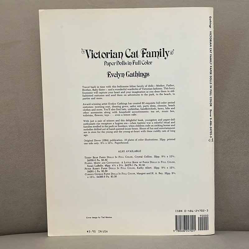 Victorian Cat Family Paper Dolls in Full Colour by Evelyn Gathings