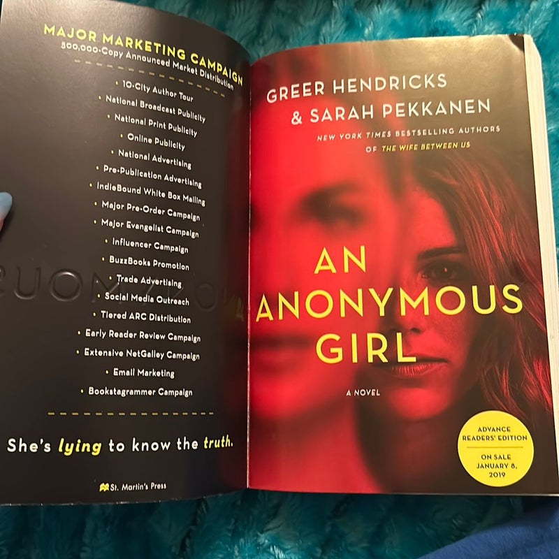 ADVANCE READER’S EDITION ARC An Anonymous Girl