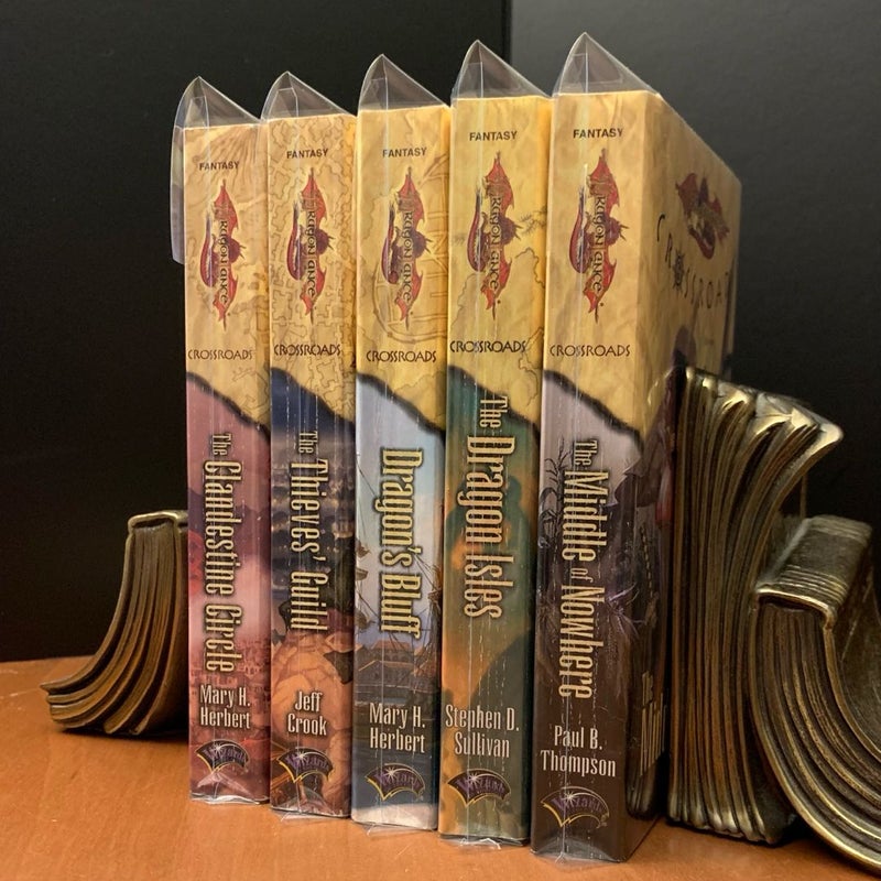 DragonLance: Complete Crossroads Series 1-5 Set: The Clandestine Circle, The Thieves’ Guild, Dragon’s Bluff, The Dragon Isles, The Middle of Nowhere, All First Edition First Printing
