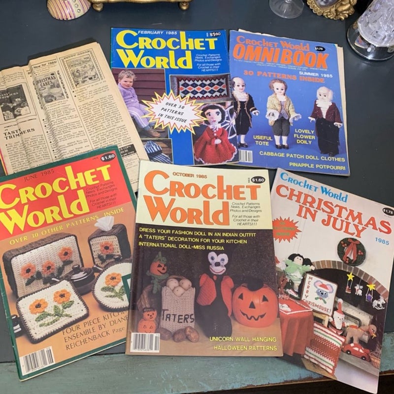 6 Crochet World Magazines from 1985