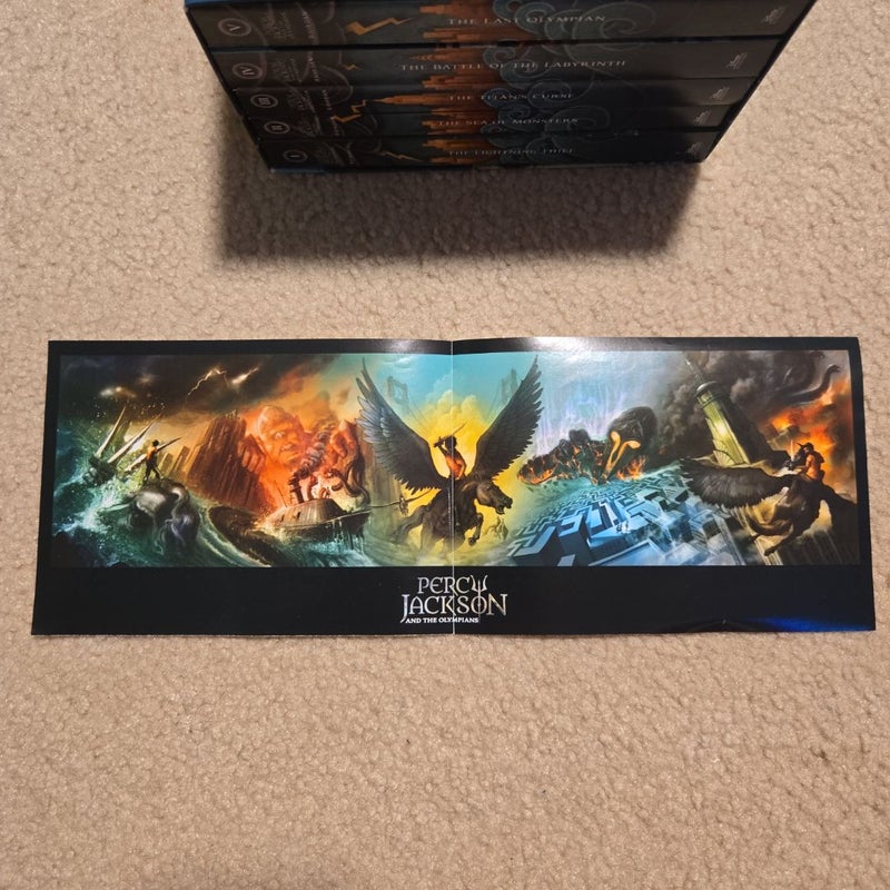 Percy Jackson and the Olympians 5 Book Paperback Boxed Set (new Covers W/poster)