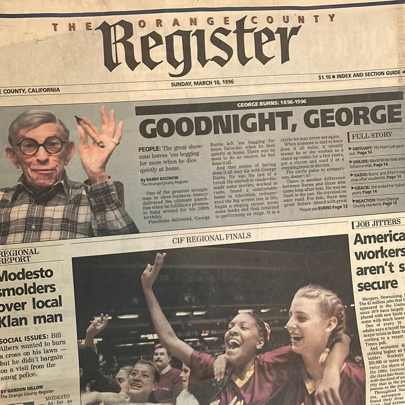The register goodbye George Burns