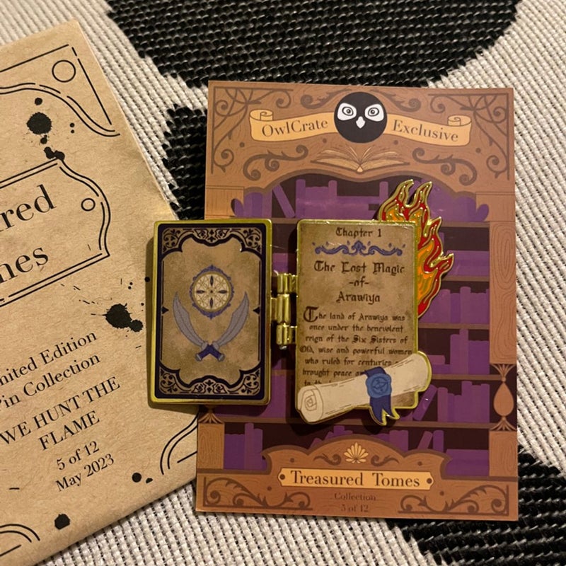 Owlcrate We Hunt the Flame FREE SHIPPING Treasured Tomes Pin