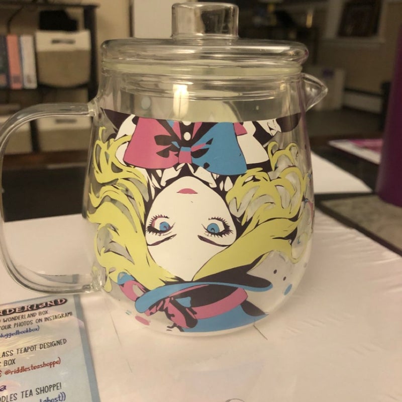 Alice in Wonderland glass teapot