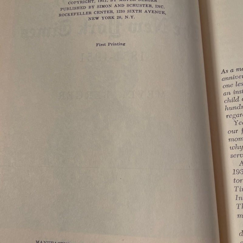 The Story of The New York Times 1851-1951 by Meyer Berger 1951 First Edition