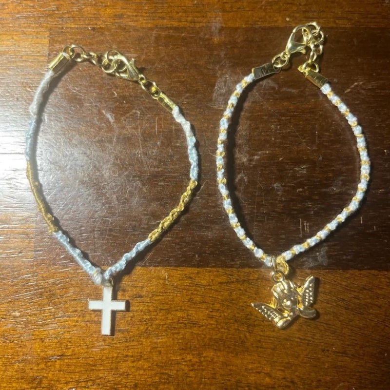 Angel & The Cross - Handmade Bracelet Pair