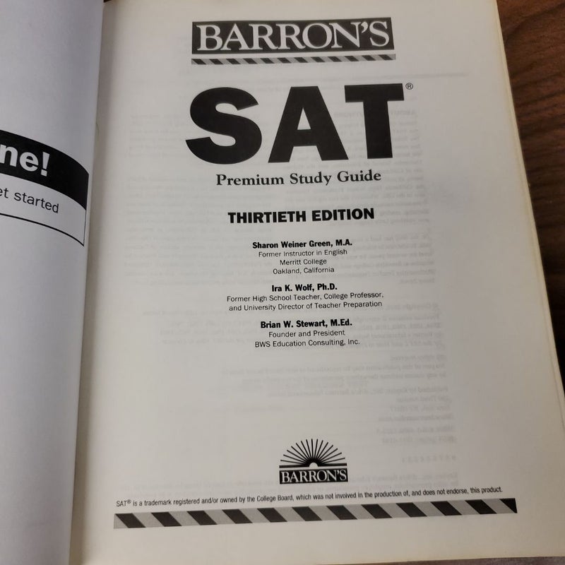 SAT Premium Study Guide with 7 Practice Tests