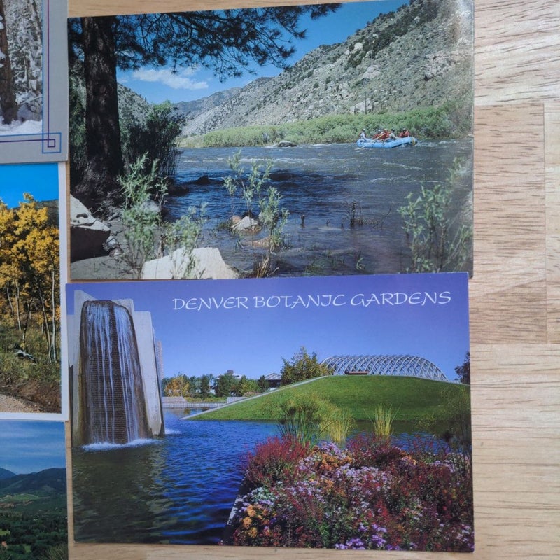 Postcards - Colorado (Set of 7) - Mt. Evans; Molly Brown's Home; Maroon Bells Peaks; Longs Peak; Garden of the Gods; Arkansas River; Denver Botanic Gardens 