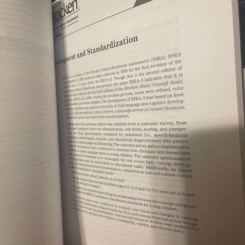 Bracken: School readiness assessment | Third edition 
