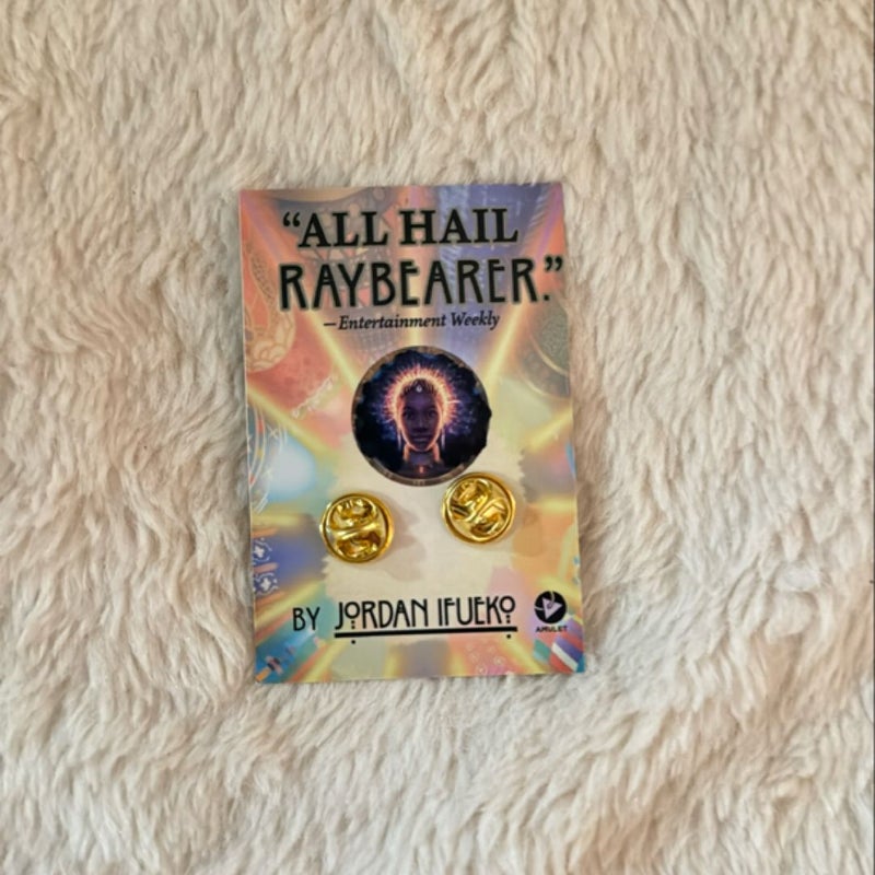 Raybearer (signed bookplate & pin)