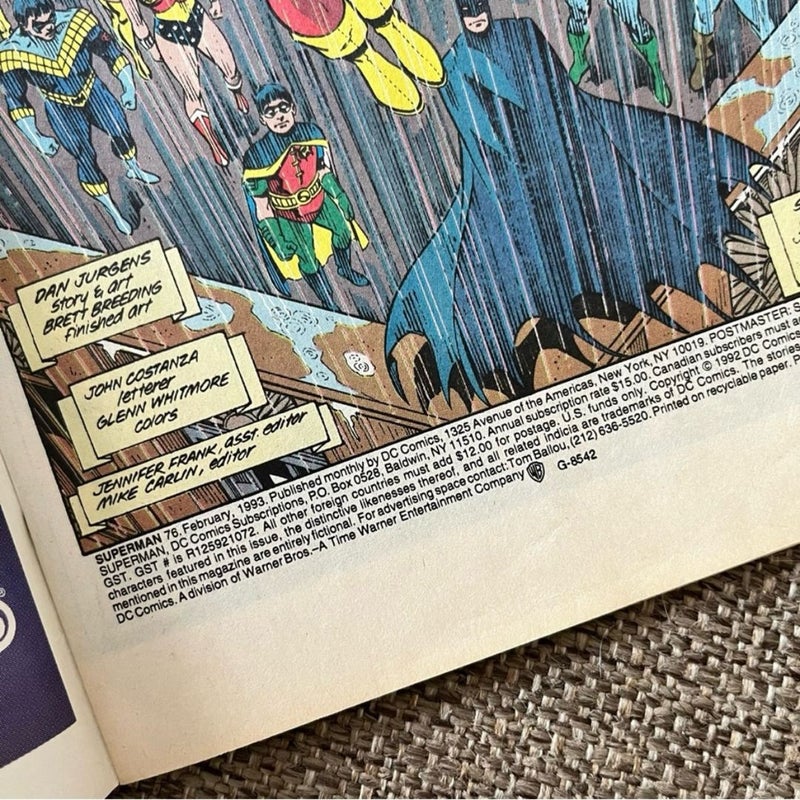 DC Comics Superman 1993 Funeral for a Friend / 4 Comic Book 