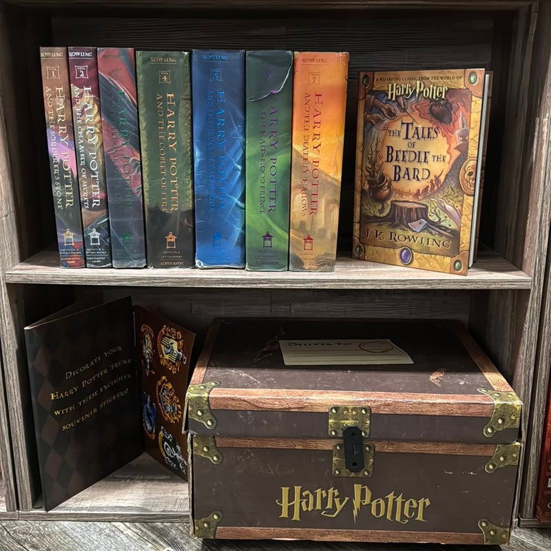 Harry Potter Books Set # 1-7 in Collectible Trunk-Like Toy Chest Box