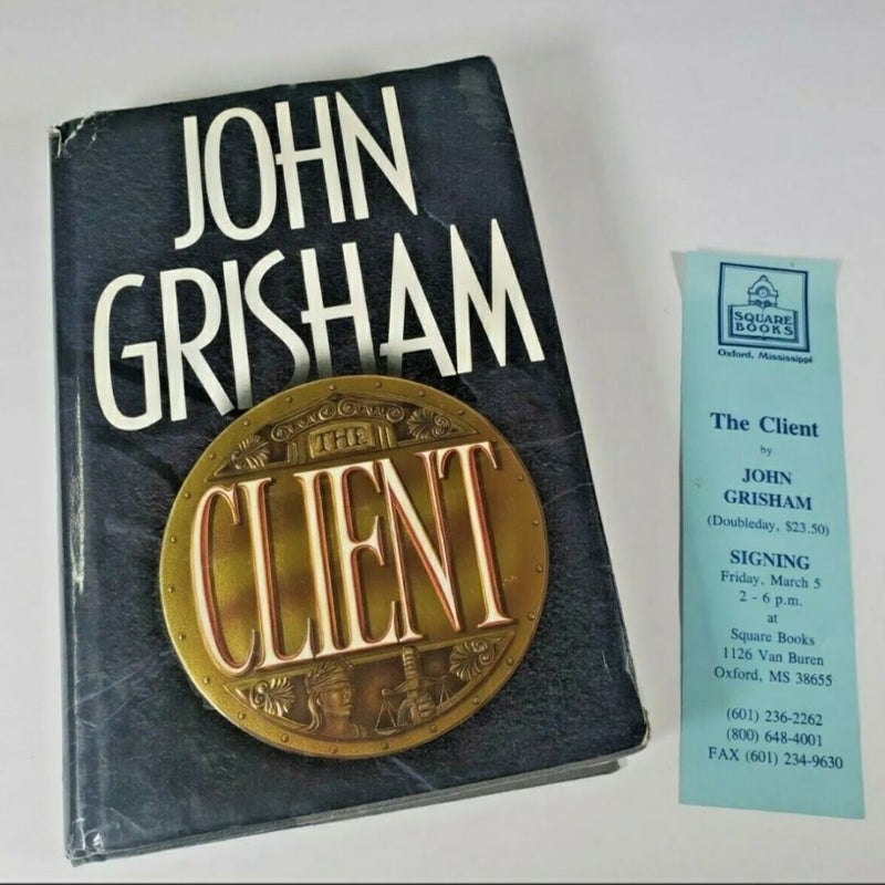 SIGNED Vintage John Grisham THE CLIENT 1st Edition With Bonus Bookmark 