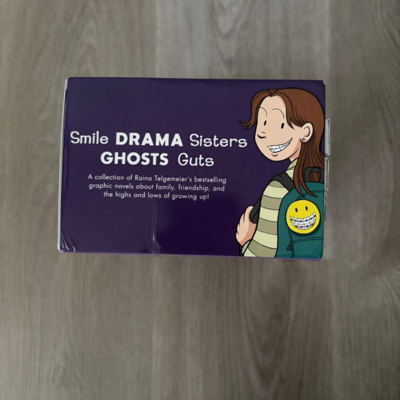 Raina Telgemeier Collection Box Set (Smile, Drama, Sisters, Ghosts, Guts)