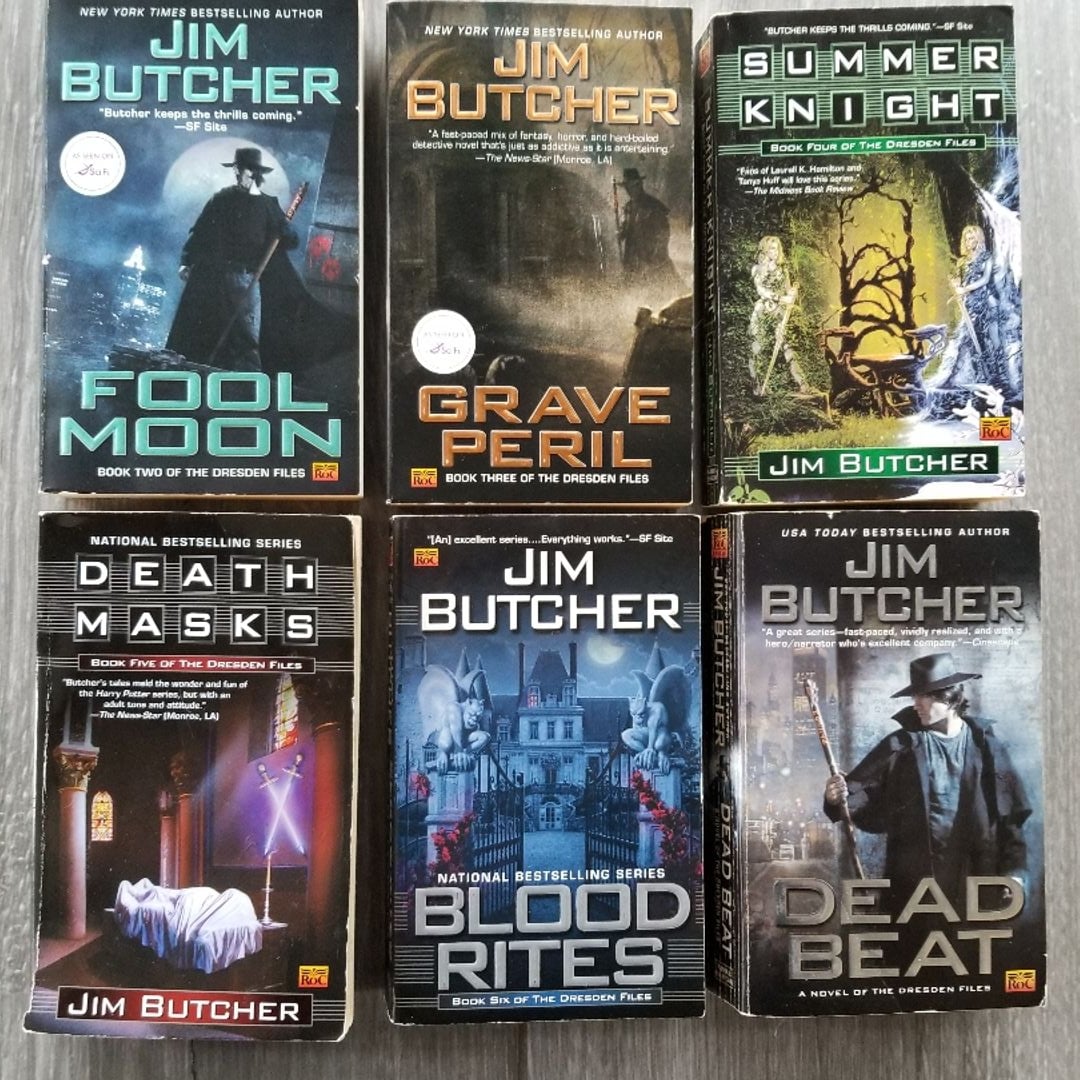 SET OF 6 JIM BUTCHER SERIES THE DRESDEN FILES BOOKS #2-7 MOST 1ST