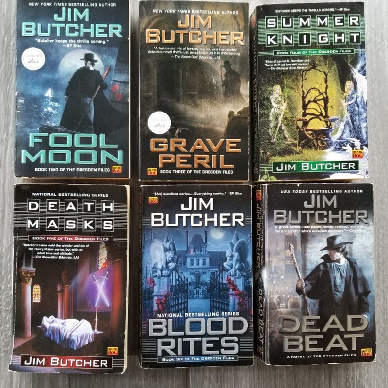 SET OF 6 JIM BUTCHER SERIES THE DRESDEN FILES BOOKS #2-7 MOST 1ST ED. PRINTINGS