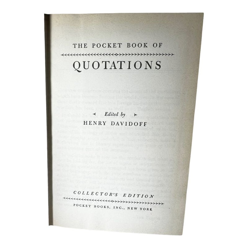 "The Pocket Book Of Quotations" by Henry Davidoff (1942)