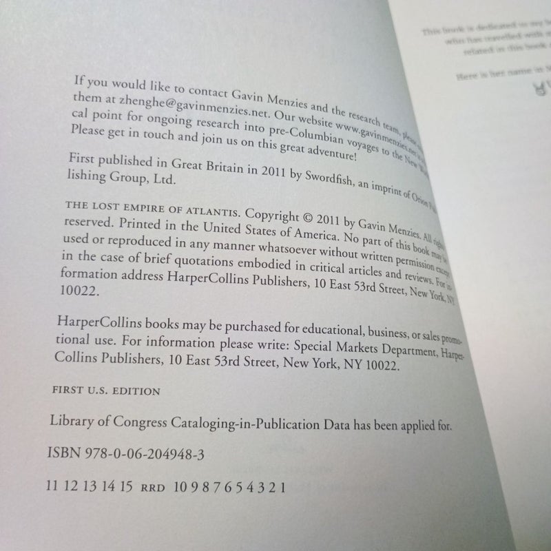 The Lost Empire of Atlantis - First Edition (Printing 1)