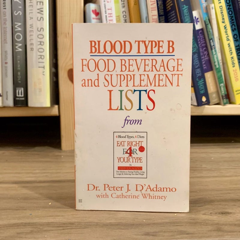 Blood Type B Food, Beverage and Supplement Lists