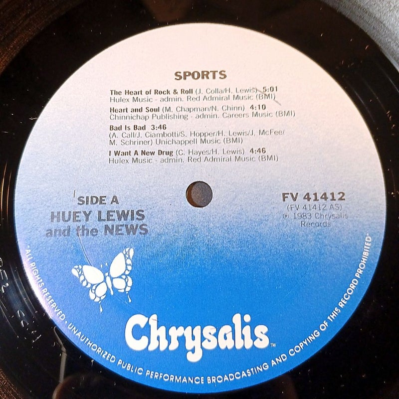 Huey Lewis And The News‎– Sports  (Autographed 12"LP) 
