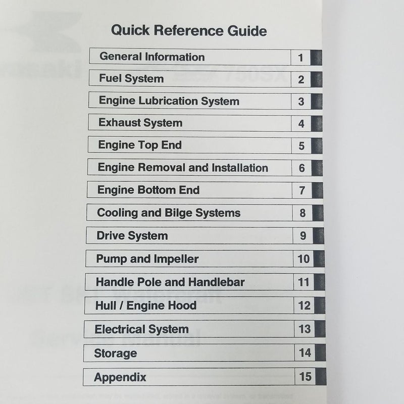 OEM 1992-1995 Kawasaki Jet Ski 750SX P/N 99924-1156-04 SERVICE MANUAL