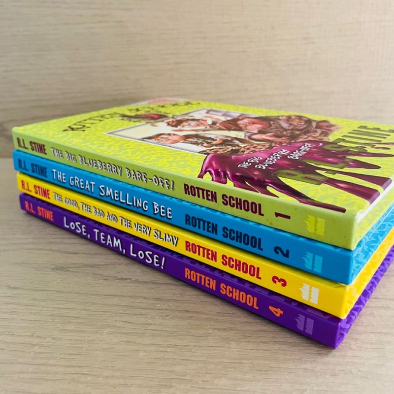 Rotten School Bundle-Lot of 4; The Big Blueberry Barf-Off, The Great Smelling Bee, The Good the Bad the Very Slimy, Lose Team Lose 